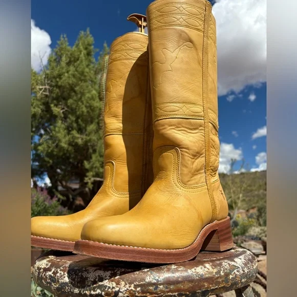 FRYE 🇺🇸 Campus Longhorn Stitch Boots In Banana - Picture 11 of 16